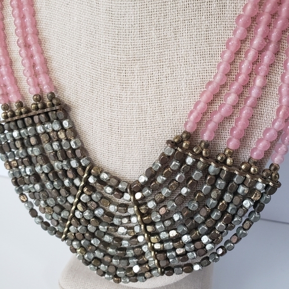 Tanjore Multi-Strand Beaded Bohemian Necklace Made in India - Picture 2 of 7